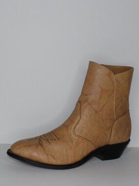 Silver Rebel Tan Leather Western Cowboy Ankle Boots (10 - E)